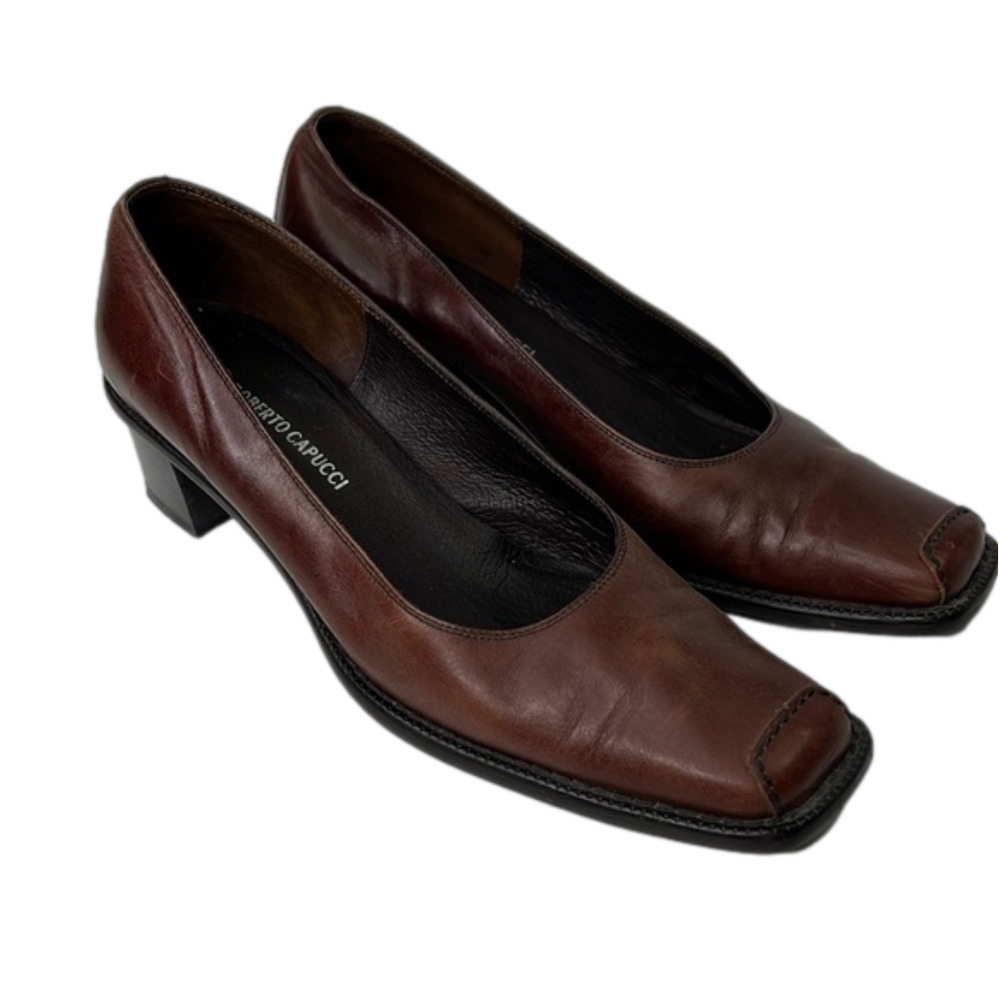 Roberto Capucci classic brown leather heeled loafer - Picture 1 of 8